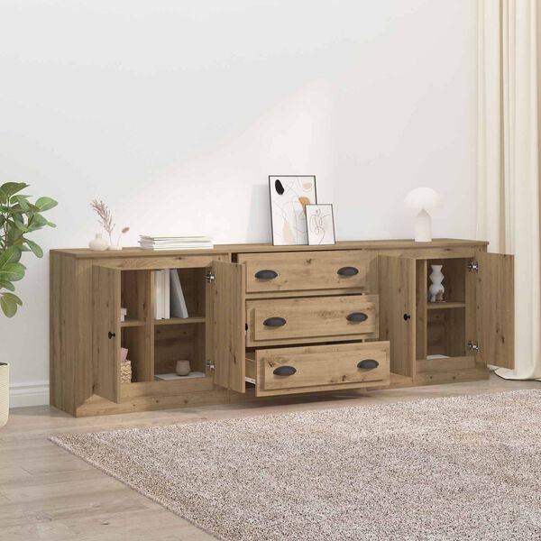 vidaXL Sideboards 3 pcs Artisan-Eiche 70 x 35,5 x 67,5 cm
