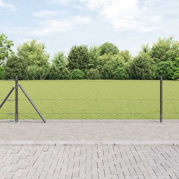 vidaXL Zaunpfosten Grau 25 x 0,6 m (36 mm Maschen) Stahl und PVC