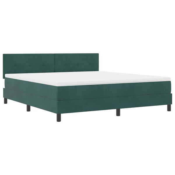 vidaXL Boxspringbett mit Matratze Dunkelgr&uuml;n 180 x 200 cm Samt