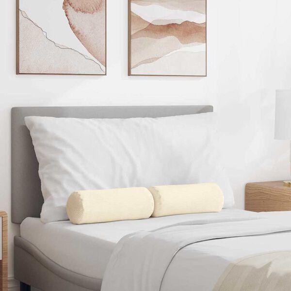 vidaXL Bolsterkissen 2 Stück Creme Ø 15 x 40 cm Cordstoff