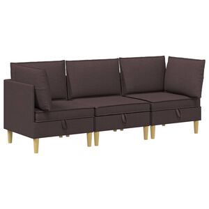 vidaXL Modular Sofa Set mit Stauraum 3 stk. Dunkelbraun Stoff
