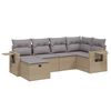 vidaXL 6-tlg. Garten-Sofagarnitur mit Kissen Beige Poly Rattan