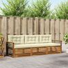 vidaXL Outdoor-Sofagarnitur mit Kissen 3 pcs Natur und Creme