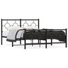 vidaXL Bettgestell mit Kopf- und Fu&szlig;teil Metall Schwarz 135x190 cm