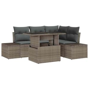 vidaXL Gartensofa-set mit Kissen 5 pcs Grau Poly-Rattan