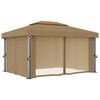 vidaXL Pavillon mit Vorhang 4x3 m Taupe Aluminium
