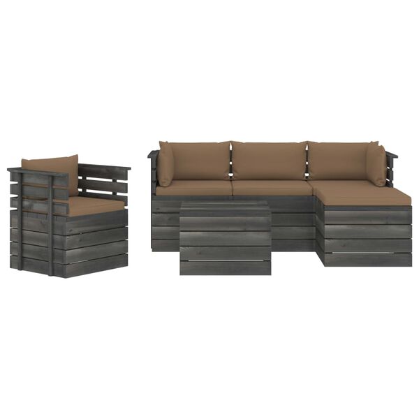 vidaXL 6-tlg. Garten-Sofagarnitur aus Paletten mit Kissen Kiefernholz