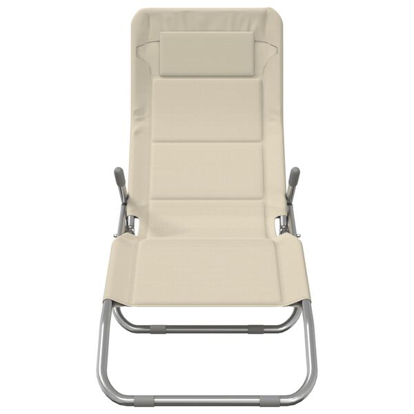 vidaXL Sonnenliegen 2 Stk. Creme Textilene & Pulverbeschichteter Stahl