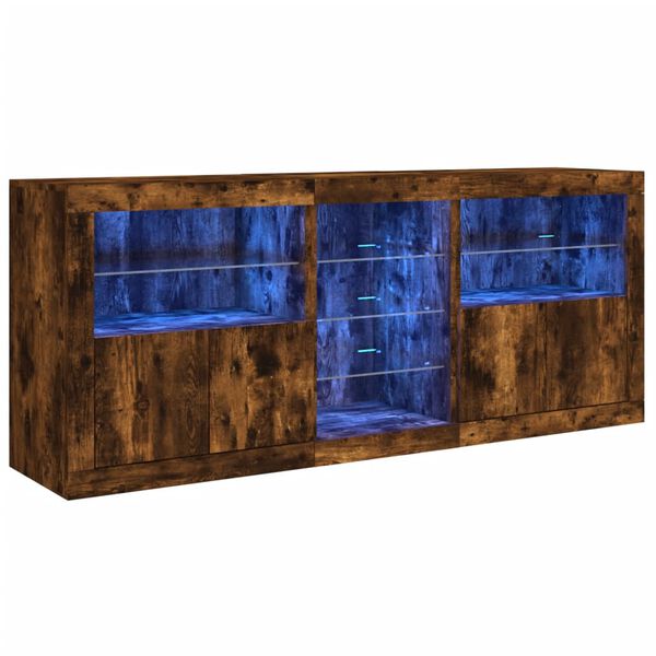 vidaXL Sideboard mit LED-Leuchten R&auml;uchereiche 181,5x37x67 cm