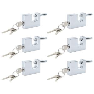 vidaXL Vorh&auml;ngeschloss 6 pcs Silber 6 x 2 x 4,5 cm Eisen