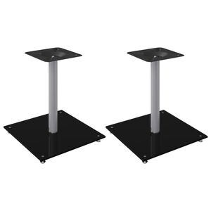 vidaXL Lautsprecher-St&auml;nder 2 Stk. Schwarz & Silbern Hartglas 1 S&auml;ule