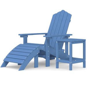 vidaXL Adirondack-Gartenstuhl mit Hocker & Tisch HDPE Aquamarin