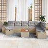 vidaXL Garten-Sofa-Set mit Kissen mit Speicher 9 pcs Beige Poly Rattan