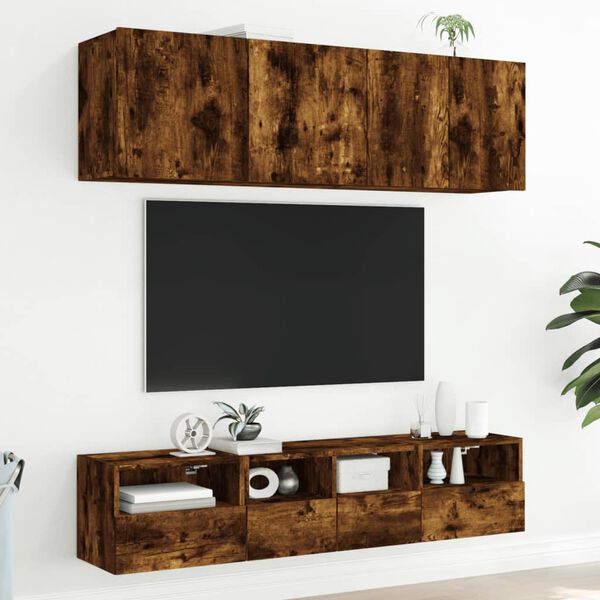 vidaXL TV-Wandschr&auml;nke 2 Stk. R&auml;uchereiche 40x30x30 cm Holzwerkstoff