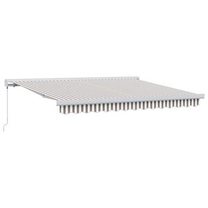 vidaXL Ausziehbare Markise Hellgrau und Wei&szlig; 350 x 250 cm