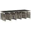 vidaXL 15-tlg. Garten-Essgruppe mit Kissen Grau Poly Rattan