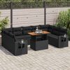 vidaXL 10-tlg. Garten-Sofagarnitur mit Kissen Schwarz Poly Rattan