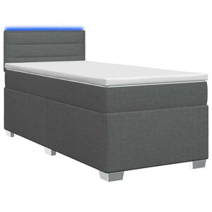 vidaXL Boxspringbett mit Matratze und LED Dunkelgrau 80 x 200 cm Stoff