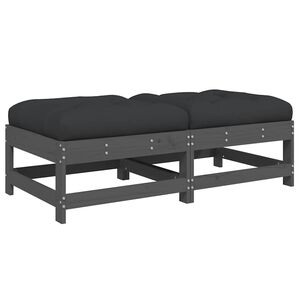 vidaXL Gartenhocker mit Kissen 2 Stk. Grau Massivholz Kiefer