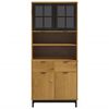 vidaXL Highboard mit Glast&uuml;ren FLAM 80x40x180 cm Massivholz Kiefer