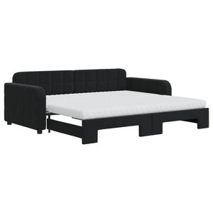 vidaXL Tagesbett Ausziehbar mit Matratzen Schwarz 90x190 cm Samt