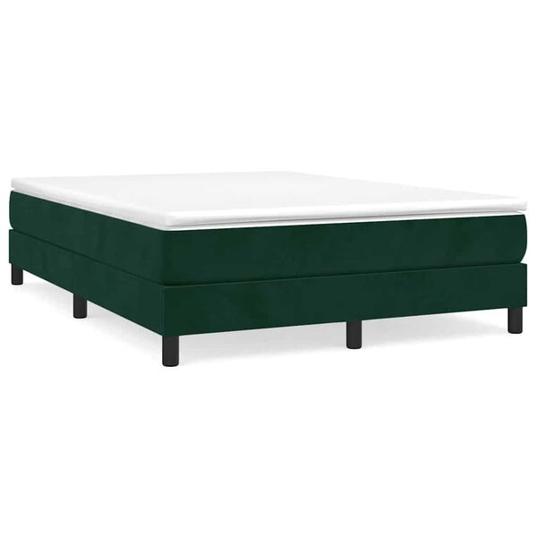 vidaXL Boxspringbett mit Matratze Dunkelgr&uuml;n 140x200 cm Samt