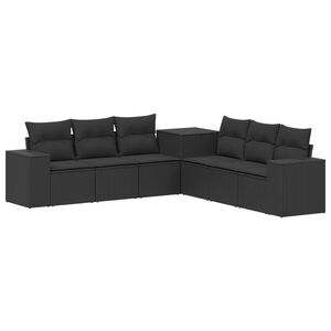 vidaXL Sofa Set 7 stk. Schwarz Polyrattan und Stahl