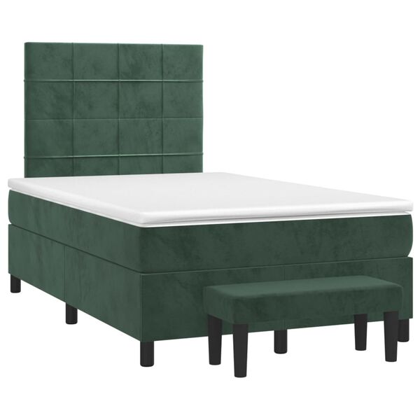 vidaXL Boxspringbett mit Matratze Dunkelgr&uuml;n 120x200 cm Samt