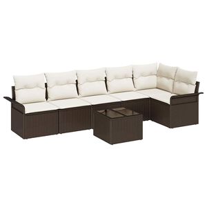 vidaXL Gartensofa-set mit Kissen 7 pcs Braun Poly-Rattan