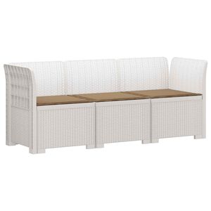 vidaXL 3-Sitzer Garten Sofa mit Kissen Rattan-Look PP Wei&szlig;