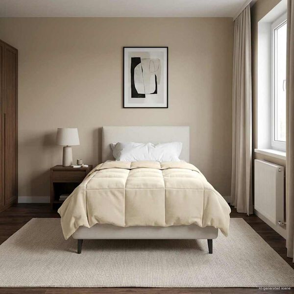 vidaXL Ganzjahresbettdecke Gepolstert Creme 135 x 220 cm Mikrofaser