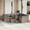 vidaXL 10-tlg. Garten-Sofagarnitur mit Kissen Beige Poly Rattan