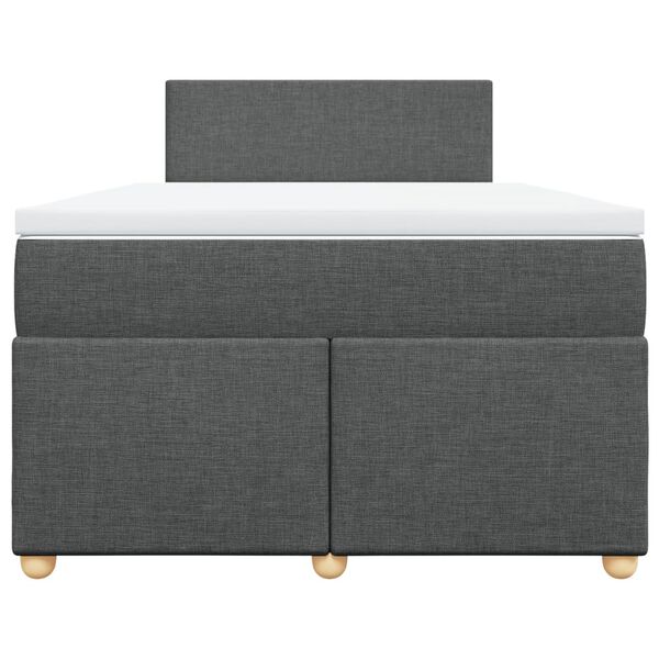 vidaXL Boxspringbett mit Matratze Dunkelgrau 120x190 cm Stoff