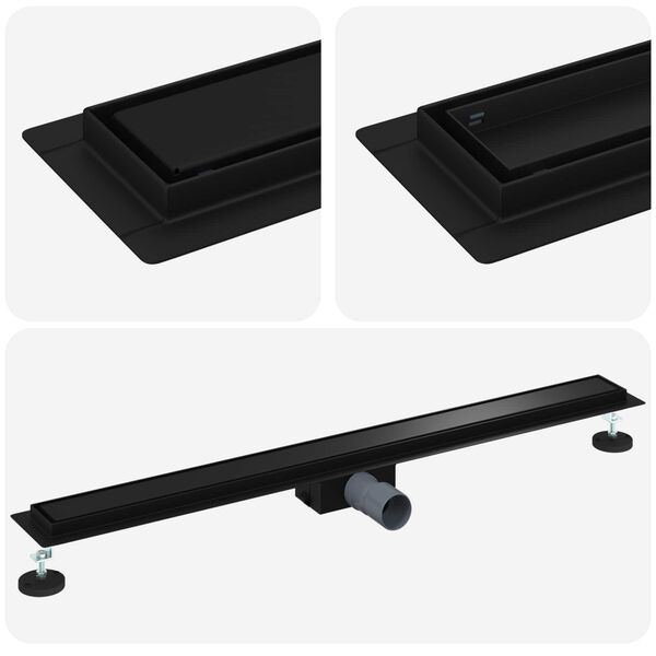 vidaXL 2 in 1 Duschabfluss Schwarz 100 cm Edelstahl 304