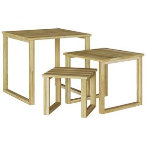 vidaXL Tisch 3 stk. Natur 50,5 x 50 x 46 cm Impr&auml;gniertes Kiefernholz