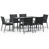 vidaXL 7-tlg. Garten-Essgruppe mit Kissen Poly Rattan und Stahl