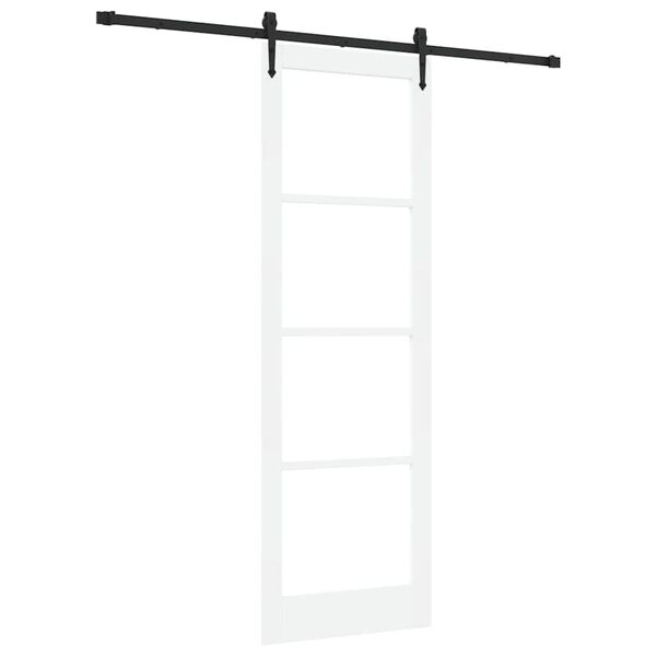 vidaXL Schiebet&uuml;r ORKDAL Wei&szlig; 78 x 232 cm Massivholz Kiefer und Glas