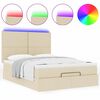 vidaXL Ottoman-Bett mit Matratze & LEDs Creme 140x190 cm Stoff