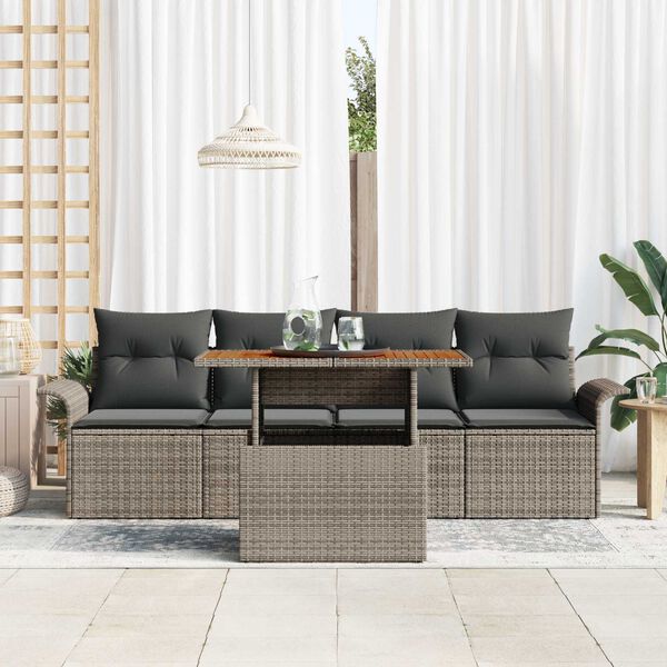 vidaXL Garten-Sofa-Set mit Kissen 5 pcs Grau