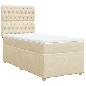 vidaXL Boxspringbett mit Matratze Creme 80x200 cm Stoff