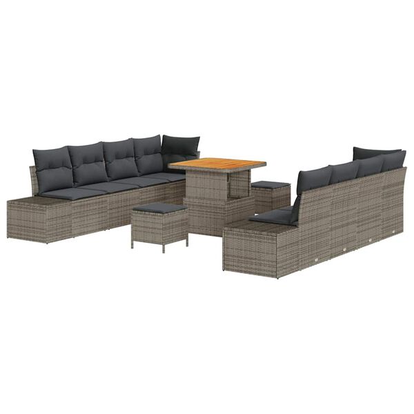 vidaXL Garten-Sofa-Set mit Kissen 11 pcs Hellgrau und Dunkelgrau