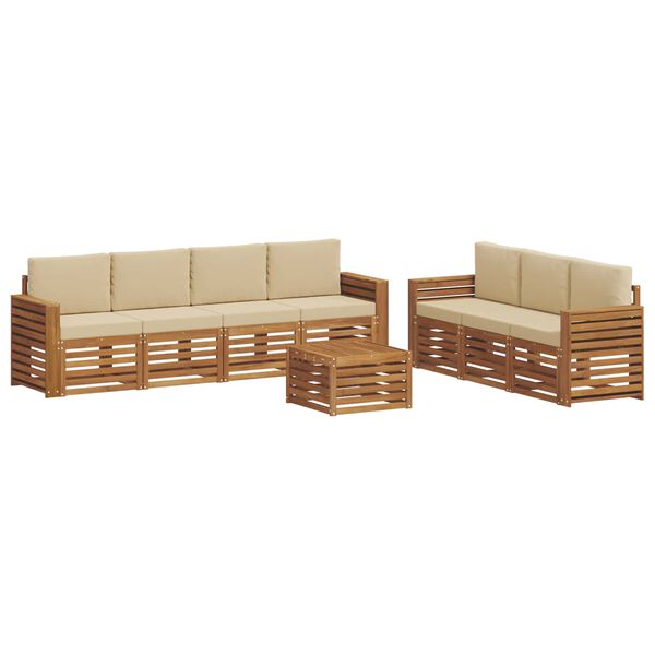 vidaXL Sofagarnituren 8 pcs Natur und Beige Massivholz Akazie