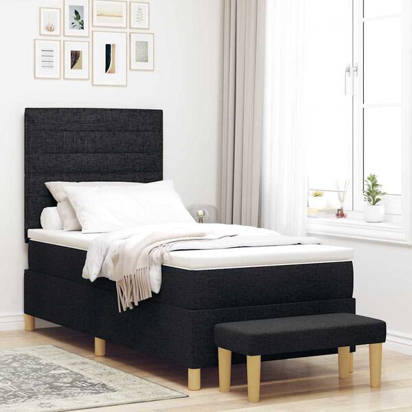 vidaXL Boxspringbett mit Matratze Schwarz 90 x 190 cm Stoff