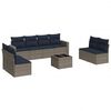 vidaXL 9-tlg. Garten-Sofagarnitur mit Kissen Grau Poly Rattan