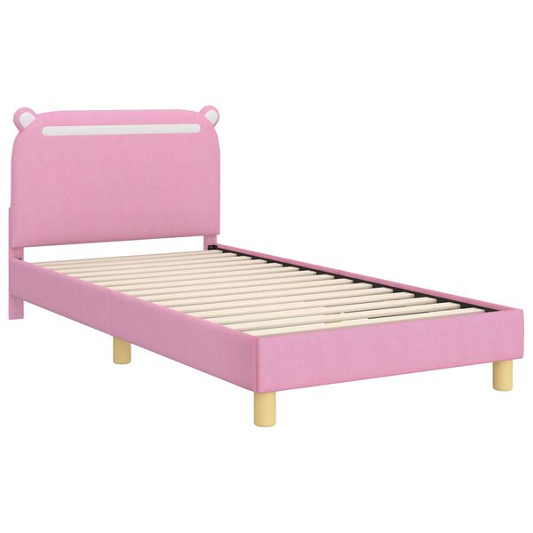 vidaXL Kinderbettgestell mit Kopfteil Rosa 90 x 200 cm Stoff