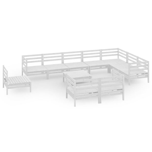 vidaXL 11-tlg. Garten-Lounge-Set Massivholz Kiefer Wei&szlig;