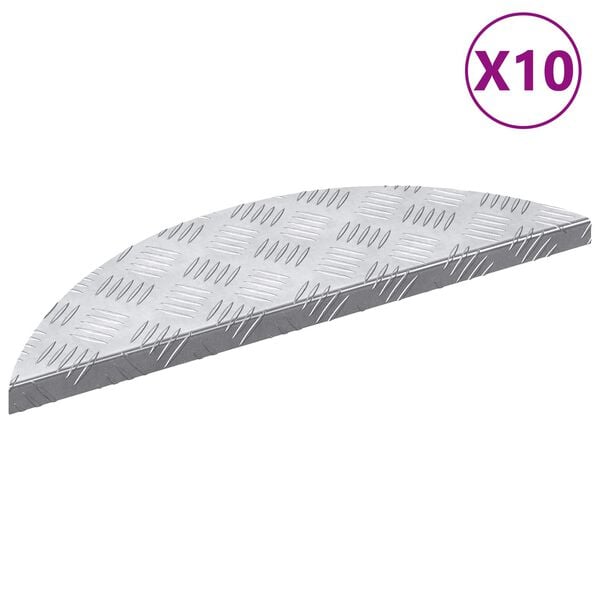 vidaXL Treppe Tritt Halbmond 10 pcs Silber 60 x 18 cm Aluminium