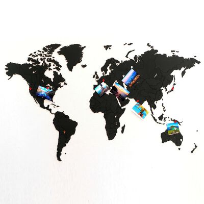 MiMi Innovations Weltkarte-Wanddeko Luxury Puzzle Schwarz 100x60 cm