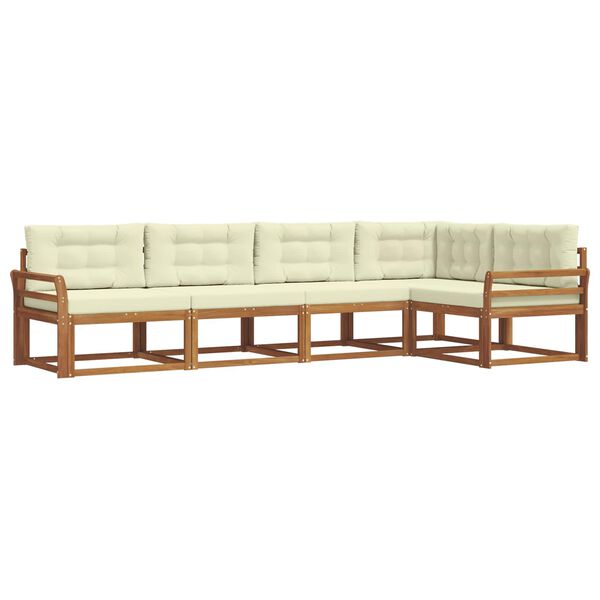 vidaXL Outdoor-Sofagarnitur mit Kissen 5 pcs Natur und Creme