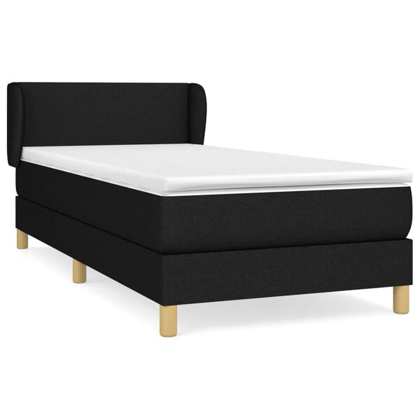 vidaXL Boxspringbett mit Matratze Schwarz 90x200 cm Stoff